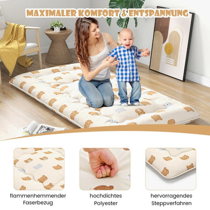 Japanese Futon Mattress, 90x200 cm, Washable Cover, Brown