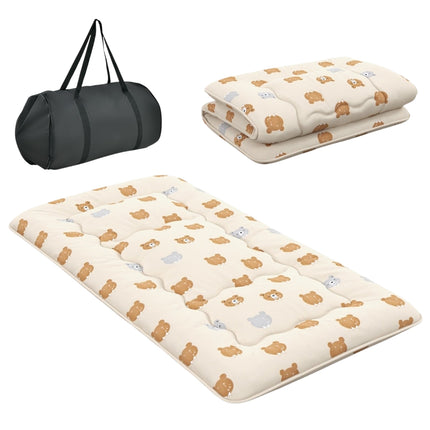 Japanese Futon Mattress, 90x200 cm, Washable Cover, Brown