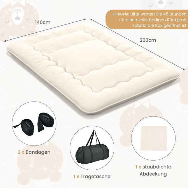 Japanese Futon Mattress, Tatami Mat, Beige, 140x200 cm