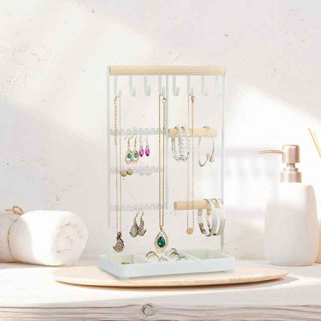 Jewelery stand with ring compartment