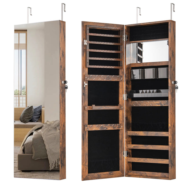 Jewelry Armoire, 110 cm Full-Length Mirror, Lockable