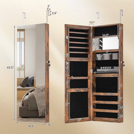 Jewelry Armoire, 110 cm Full-Length Mirror, Lockable