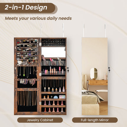Jewelry Armoire, 110 cm Full-Length Mirror, Lockable