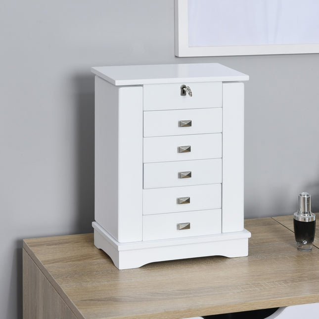 Jewelery cabinet with drawers, white, 25x14x34.5cm