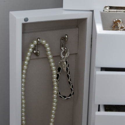 Jewelery cabinet with drawers, white, 25x14x34.5cm