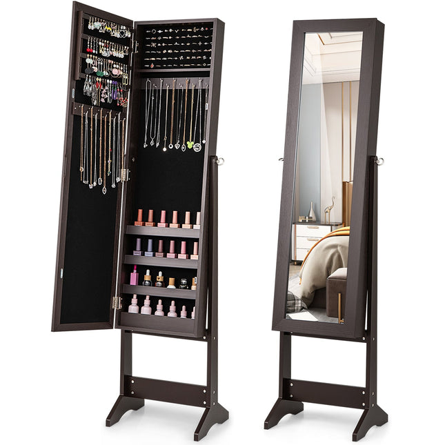 Jewelry Cabinet with Full-Length Mirror, Adjustable Tilt