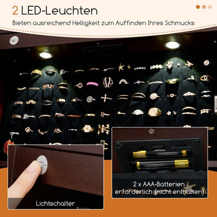 Jewelry Cabinet with LED Light and Full-Length Mirror