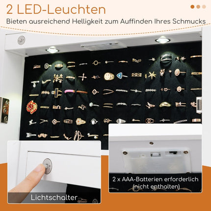 Jewelry Cabinet with LED Lights & Full-Length Mirror