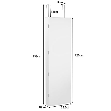 Jewelry Cabinet with LED Mirror, Black/White, 120x35.5x10 cm