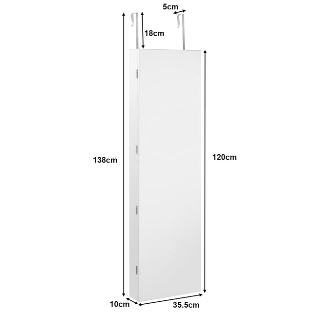 Jewelry Cabinet with LED Mirror, Black/White, 120x35.5x10 cm