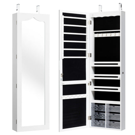 Jewelry cabinet hanging storage cabinet with LED lighting 36.5 x 11.5 x 120 cm white