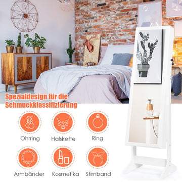 Sieradenkast met grote spiegel, sieradenstandaard 41 x 36,5 x 146 cm, wit