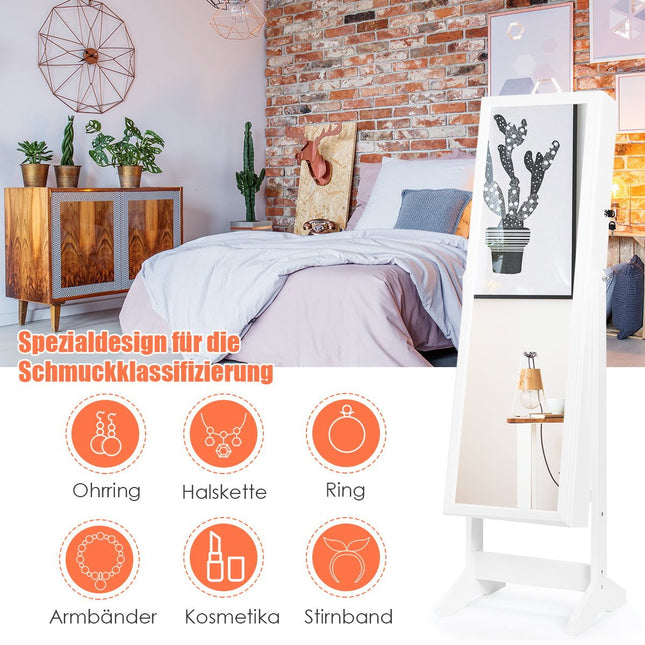 Jewelry cabinet with full-length mirror jewelry stand 41 x 36.5 x 146 cm white