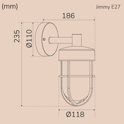 Jimmy Wall light E27 socket IP44 Anthracite