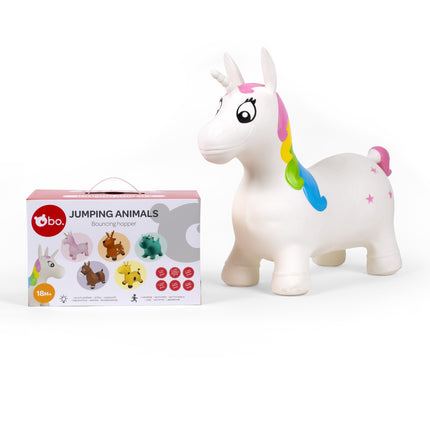 Jumping Animal Toy - White Unicorn for Kids