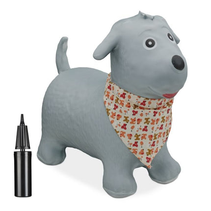 Jumping dog with scarf