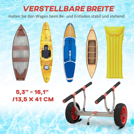 Kayak Cart with Adjustable Width, Large Wheels, Aluminum Frame