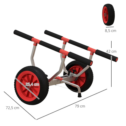 Kayak Cart with Adjustable Width, Large Wheels, Aluminum Frame