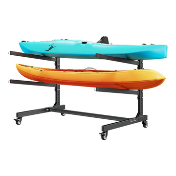 Kayak Storage Rack for 2, 80 kg, Adjustable, Locking Wheels