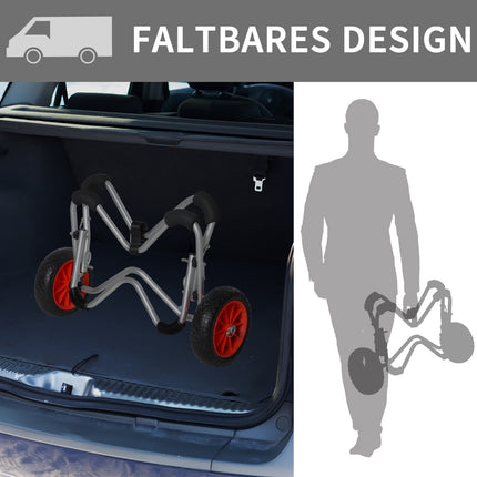 Collapsible aluminum kayak trailer with PU tires, 75 kg capacity