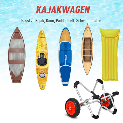 Collapsible aluminum kayak trailer with PU tires, 75 kg capacity