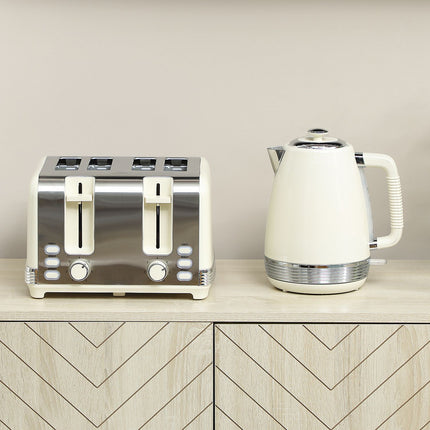 Kettle & Toaster Set, 1.7L, 2200W, 4-Slot, 7 Browning Levels