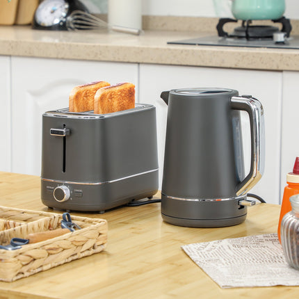 Kettle & Toaster Set, 1.7L, 6 Browning Levels, Gray