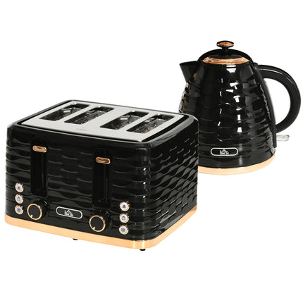 Kettle and toaster breakfast set, 1.7L, 4 slices, black