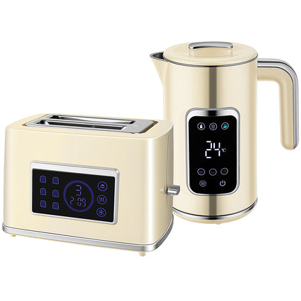 Kettle & Toaster Set, LED Touch, 1.7L, 2 Slots, Cream