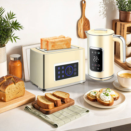 Kettle & Toaster Set, LED Touch, 1.7L, 2 Slots, Cream