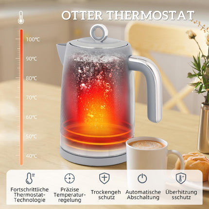 Kettle and Toaster Set, 1.7L 2200W Fast Boil, 4-Slice Toaster