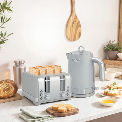 Kettle and Toaster Set, 1.7L 2200W Fast Boil, 4-Slice Toaster