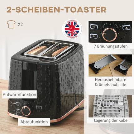 Kettle and Toaster Set, 1.7L, Multi-Mode, LED Display