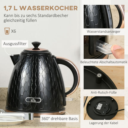 Kettle and Toaster Set, 1.7L, Multi-Mode, LED Display
