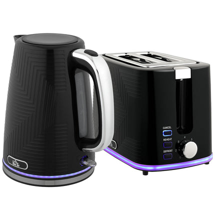 Kettle and Toaster Set, 2200W, 2-Slice, Black