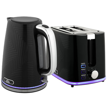 Kettle and Toaster Set, 2200W, 2-Slice, Black