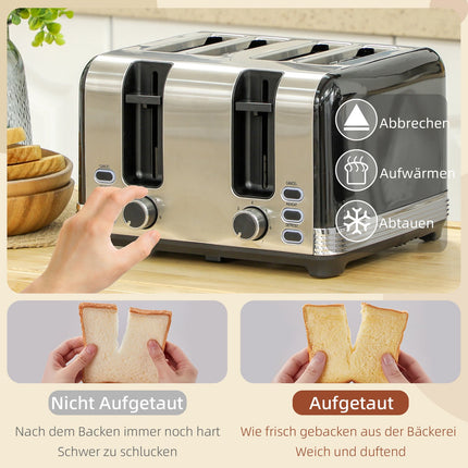 Kettle and Toaster Set, 7 Browning Levels, 1.7L, Black