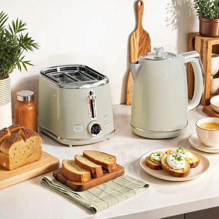 Kettle and Toaster Set, LED Display, 1.7L, 2200W, Grey