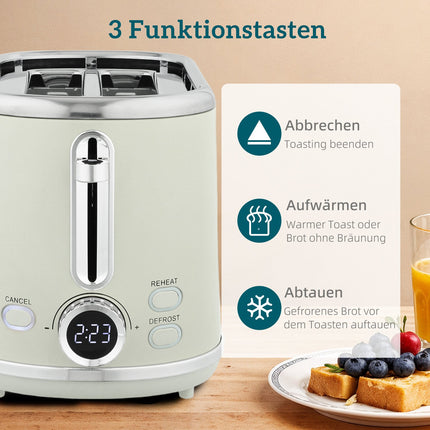 Kettle and Toaster Set, LED Display, 1.7L, 2200W, Grey