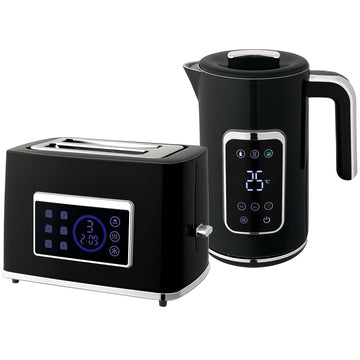 Kettle and Toaster Set, LED Touch, 1.7L, 2 Slots, Black