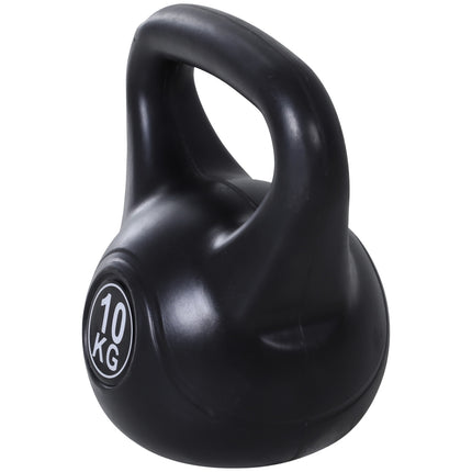 Kettlebell 10kg, Sand-Filled, Black, Beginner-Friendly