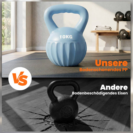 Kettlebell 10 kg, Sand-Filled, Non-Slip Grip, Blue