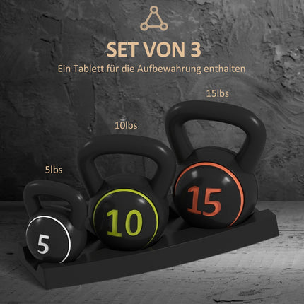 Kettlebell set, 2.2-6.8 kg, strength training weights