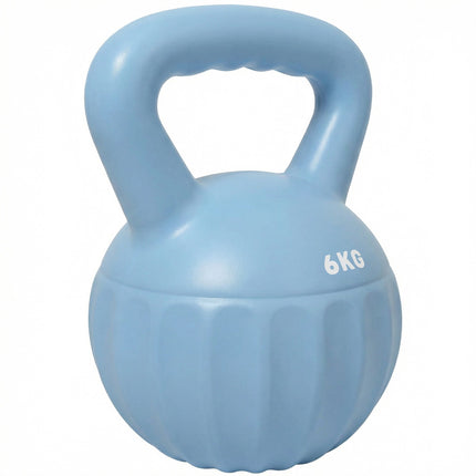 Kettlebell 6kg Sand-Filled, Non-Slip Grip, Blue