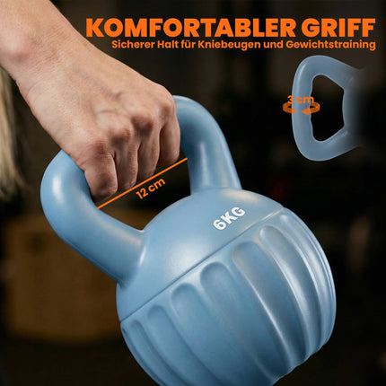 Kettlebell 6kg Sand-Filled, Non-Slip Grip, Blue