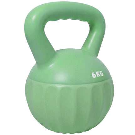 Kettlebell 6kg Sand-Filled, Non-Slip Grip, Green
