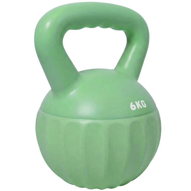 Kettlebell 6kg Sand-Filled, Non-Slip Grip, Green