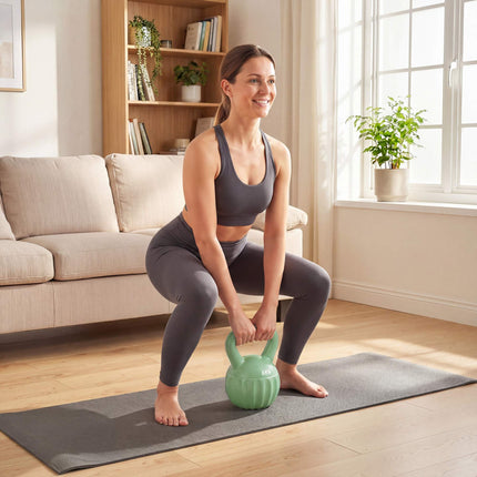 Kettlebell 6kg Sand-Filled, Non-Slip Grip, Green