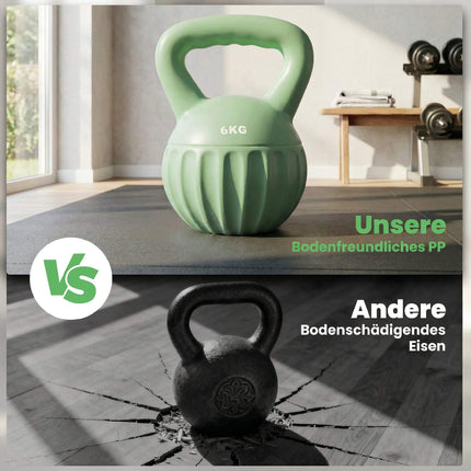 Kettlebell 6kg Sand-Filled, Non-Slip Grip, Green
