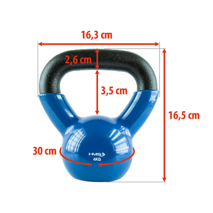 Kettlebell, Cast Iron, 4 kg, Blue
